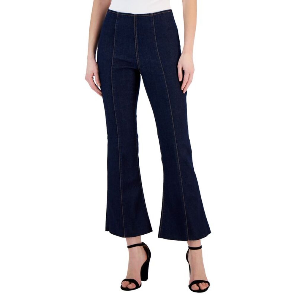 INC International Concepts Women's High-Rise Pull-On Flared Cropped Jeans